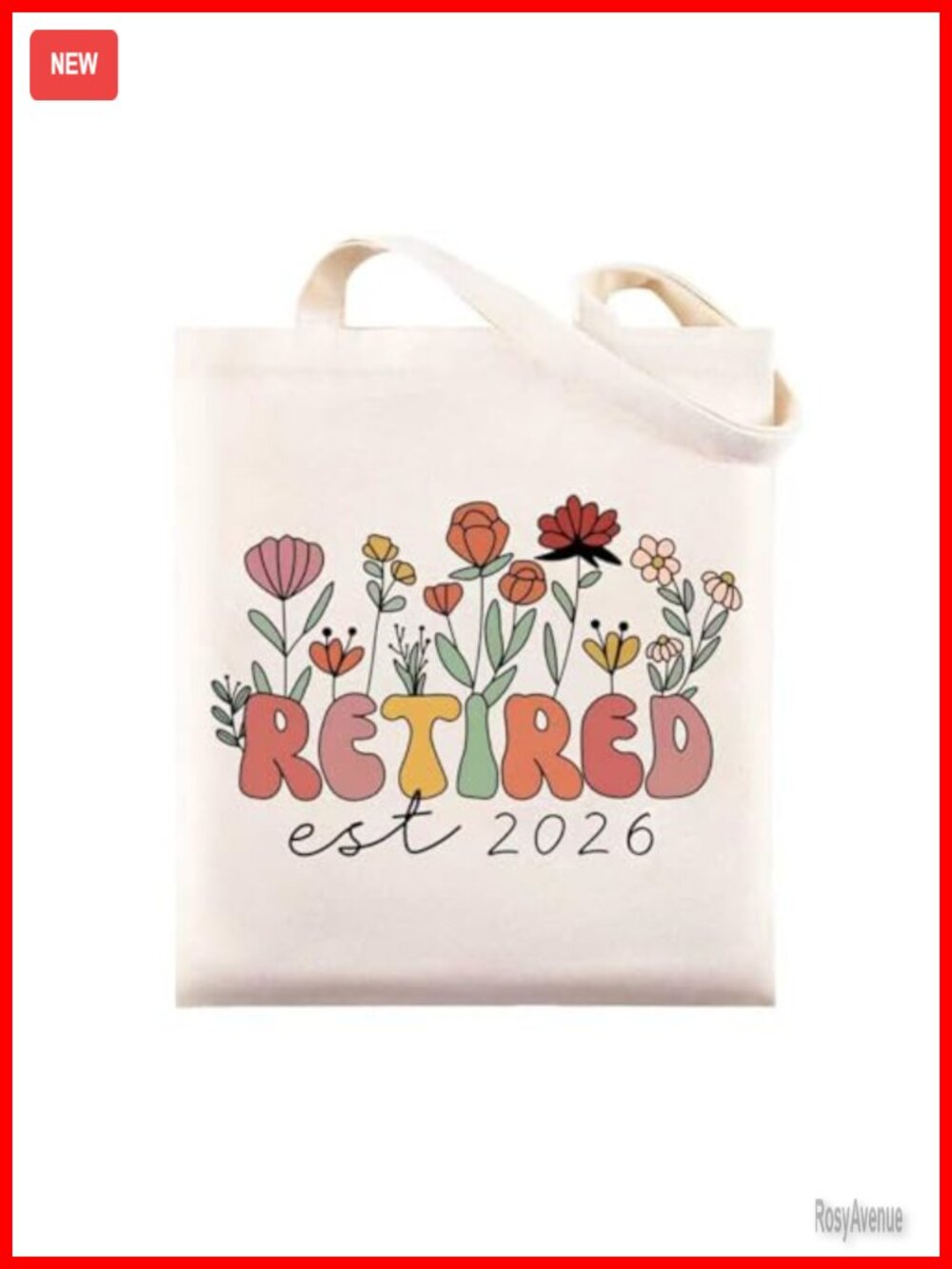 Retired Est 2026 Canvas Tote Bag Retirement Gift for Women